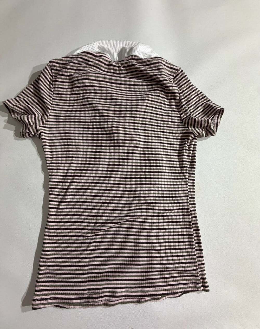 Haley & June Brown Striped Short Sleeve Polo Shirt Womens S - Picture 5 of 6